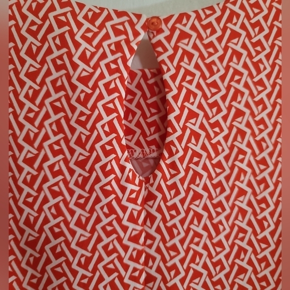 NWT Superfoxx Geometric Print Sleeveless Waist Tie Midi Dress XL Red White - Picture 7 of 7